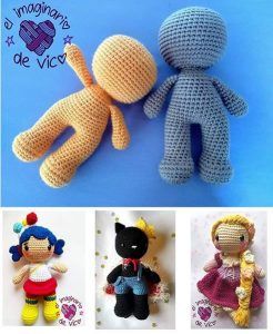 Cuerpo muñeco amigurumi en una pieza