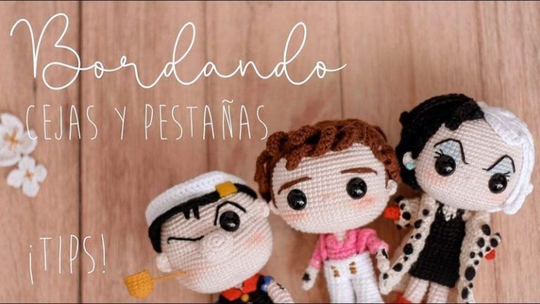 Bordar cejas y pestañas en muñecos amigurumi