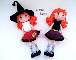 Muñeca Bruja calabaza amigurumi