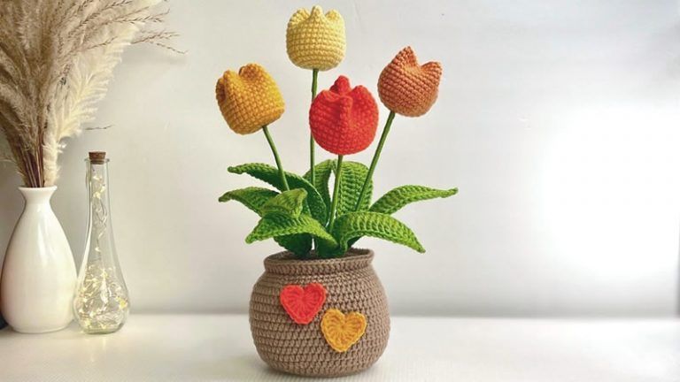 DIY Tulipanes con Maceta amigurumi