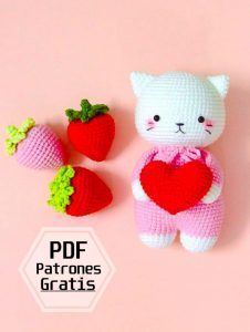 Gatito con corazón san Valentín